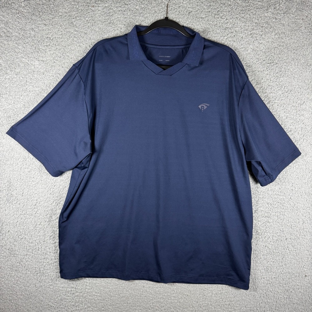 Santo Studio Shirt Mens XL Blue Short Sleeve Golf Polo